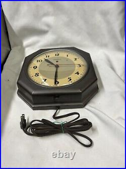 Rare, 1930s art deco, depression era, Steel/original Electric clock/perfect