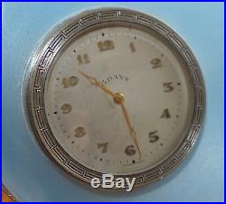 Rare 1938 Asprey Solid Sterling Silver Art Deco Guilloche Enamel 8 Day Clock