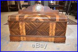 Rare 1948 Antique Art Deco Cedar Chest with Clock, Roos Sweetheart Trunk
