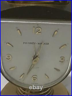 Rare 1956-60 Phinney Walker Art Deco Style Clock & Evans Table Lighter Working