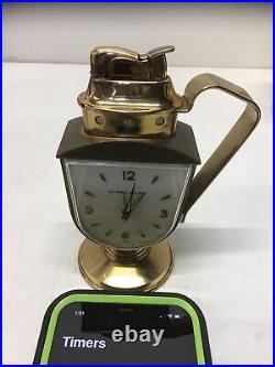 Rare 1956-60 Phinney Walker Art Deco Style Clock & Evans Table Lighter Working