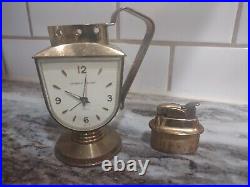 Rare 1956-60 Phinney Walker Art Deco Style Clock & Evans Table Lighter Working