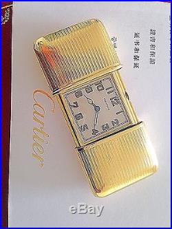 Rare All 18k Gold Art Deco Cartier Movado Ermeto Purse Travel Clock