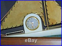 Rare Antique Art Deco Gibraltar Sailboat Motion Electric Ship Clock & Light Lamp