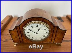 Rare Antique Art Deco Walnut Cased Brass Footed Mantle Clock Running With Key