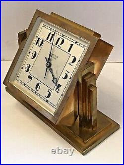 Rare Antique Vintage Tiffany Co NY Chelsea Art Deco Brass Desk Clock 1935-36