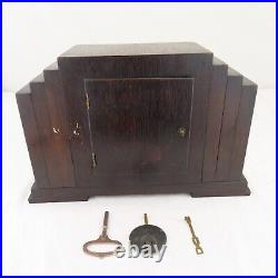 Rare Art Deco Mantle Clock by Smiths Enfield Clock Co. England Wooden Case Chime