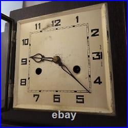 Rare Art Deco Mantle Clock by Smiths Enfield Clock Co. England Wooden Case Chime