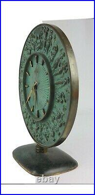 Rare Art Deco Patinated Bronze Kienzle Table Clock by Prof. Fritz Nuss