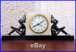 Rare Art Deco Pixies Contempler Clock By UNITED H. Fugere G. Gerdago