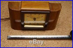 Rare Art Deco Siemens wooden electromechanic clock made in Austria 1950s