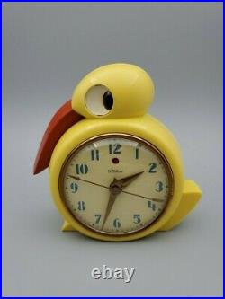 Rare Art Deco Telechron Quacker Clock, Yellow Bakelite, Belle Kogan Design