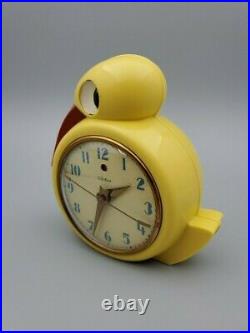 Rare Art Deco Telechron Quacker Clock, Yellow Bakelite, Belle Kogan Design