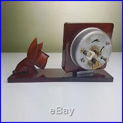 Rare Bayard French art Deco Clock amber dog bakelite scottie alarm