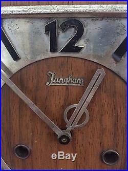 Rare Beautiful Art Deco Junghans Chiming Mantel Clock With Pendulum 1939