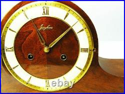 Rare Beautiful Later Art Deco Junghans Chiming Mantel Clock With Balance Wheel