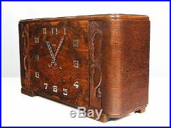 Rare Beautiful Pure Art Deco Kienzle Chiming Mantel Clock With Pendulum
