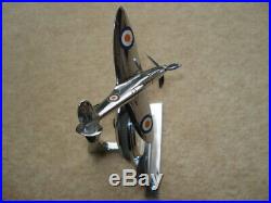 Rare C1937 Chrome Art Deco Style Spitfire Aircraft Clock Desk Ornament