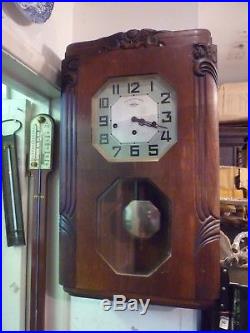 Rare Girod Veritable Westminst Art Deco 2 Chime Wall Clock Full Working Order