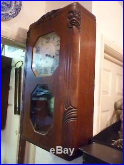 Rare Girod Veritable Westminst Art Deco 2 Chime Wall Clock Full Working Order