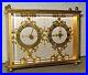Rare Hour Lavigne France Gilt Brass Executive Desk Clock & Barometer Working 8da