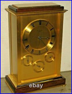 Rare Hour Lavigne Heavy Gilt Brass Executive Desk Clock Calendar, Day Date Month