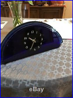 Rare Huge Triple Cobalt Blue Mirrored Art Deco Clock Waltham Fyrart