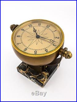 Rare Jaeger-LeCoultre HERMÈS nautic 8 days table clock, art deco, 1940s