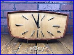 Rare Kundo Electronic Art Deco Modern Wood Mid Century Shelf Clock GERMANY MADE