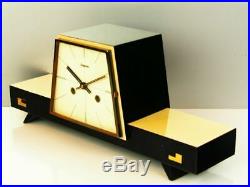 Rare Later Art Deco Design Chiming Mantel Clock From Dugena Hermle 50 ´s