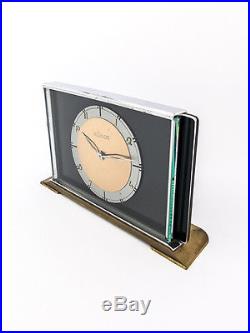 Rare LeCoultre desk clock with 8 day movement, art deco, 1940s