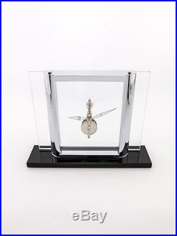 Rare LeCoultre table clock with 8 day baguette movement, art deco design, 1940´s