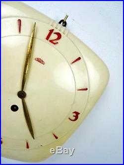 Rare Prim Bakelite Bauhaus Wall Clock 1930 Art Deco Machine Age 30s Working
