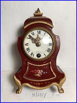 Rare Swiss 8-Day Jewels Music Alarm Clock With Painted Metal Case. Works
