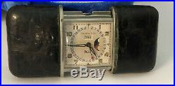 Rare TIFFANY & CO Moon Face Ermeto Purse & Travel Watch By Movado Leather Case