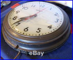 Rare Telechron 1L715 Lighted Industrial Wall Clock WWII Art Deco Machine Age