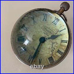 Rare Vintage 15 Jewels Glass and Brass Swiss Made Ball Clock 5 1/2