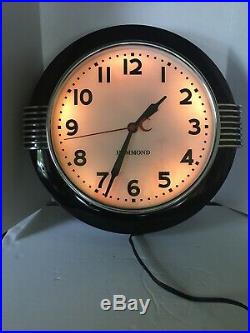 Rare Vintage 30's Art Deco HAMMOND 341 Synchron Illuminated Wall Clock