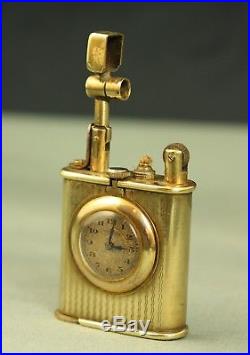 Rare Vintage Art Deco 1930's Berkeley Lift Arm Clock Lighter Briquet