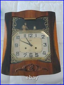 Rare Vintage French ODO Animated Wall Clock Man Strikes a Bell Art Deco