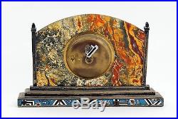 Rare Vintage STERLING CARTIER ART DECO CLOCK Cloisonné Moss Agate SOLD AS IS