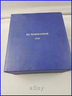 Reproduction S. S. Normandie Ship Crystal Art Deco Clock in Fitted Case WORKS