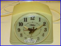 Restored Telaglow Luminescent Alarm Clock Art Deco Telechron 1950 Quiet Accurate