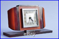 Reveil Bakélite Art Déco 1930 antique catalin amber clock faturan Cherry 300g