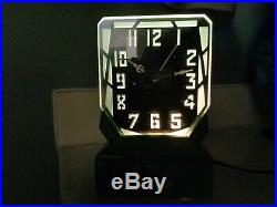 Rex Art products 1930s art deco lighted clock. Looks excellent and keeps time
