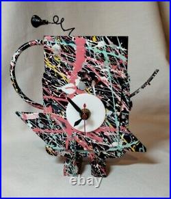 Richard Birkett Clock, Teapot Shaped Postmodern Art Working, Signed & Dated'87