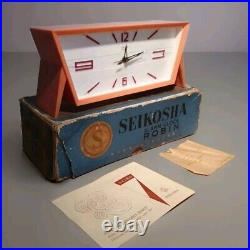 SEIKOSHA ROBIN Vintage Art Deco Samon Pink Alarm Clock BOXED