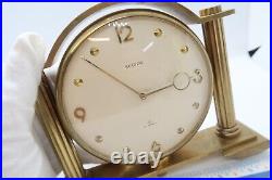 SEMCA Brass Double Faced 15 Jewel 8 day DESK CLOCK 1960's RUNNING! RARE