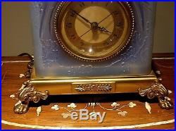 Sabino Glass Art Deco Clock/night Lamp Love Birds Hammond Synchronous Movement