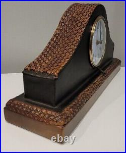Sarreid Ltd Leather Mantle Clock VTG